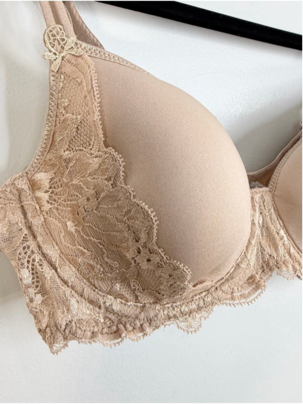 Simone Perele Paris beige tan Amour 3D plunge underwire spacer t shirt bra 34 C - Picture 7 of 16